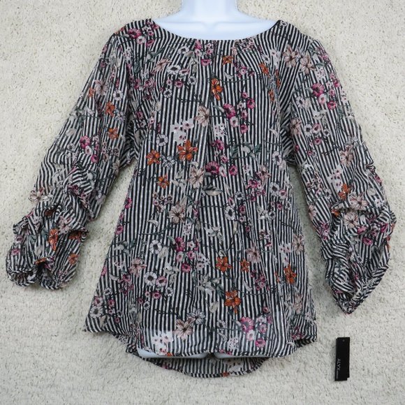 Alyx* Women's Ruffled‎ 3/4 Sleeve Crew Neck Curved Hem Pullover Blouse Size~ 2X - Picture 1 of 12